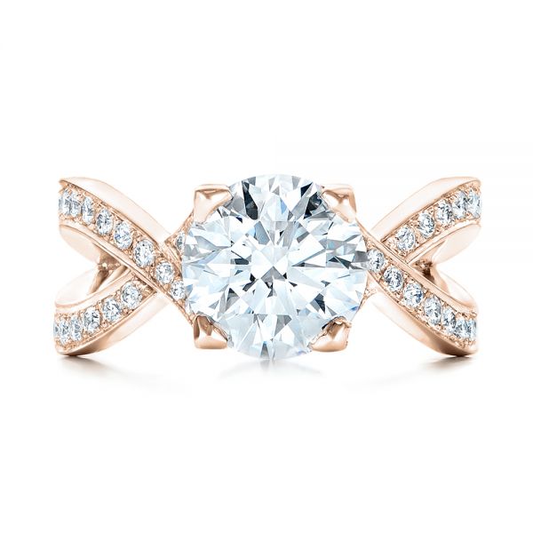 14k Rose Gold 14k Rose Gold Custom Diamond Engagement Ring - Top View -  102065