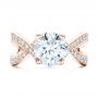 18k Rose Gold 18k Rose Gold Custom Diamond Engagement Ring - Top View -  102065 - Thumbnail