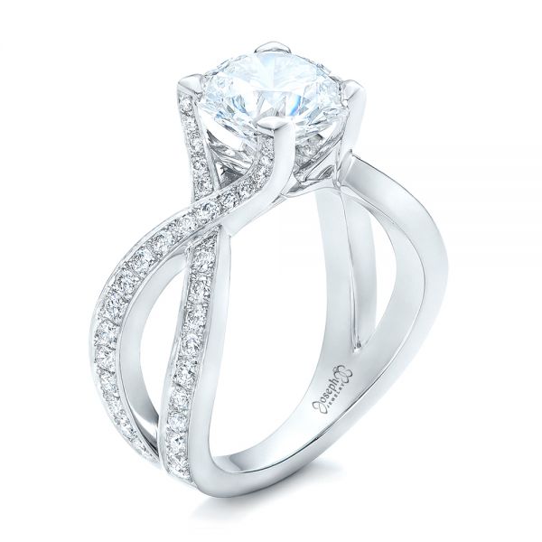  Platinum Custom Diamond Engagement Ring - Three-Quarter View -  102065