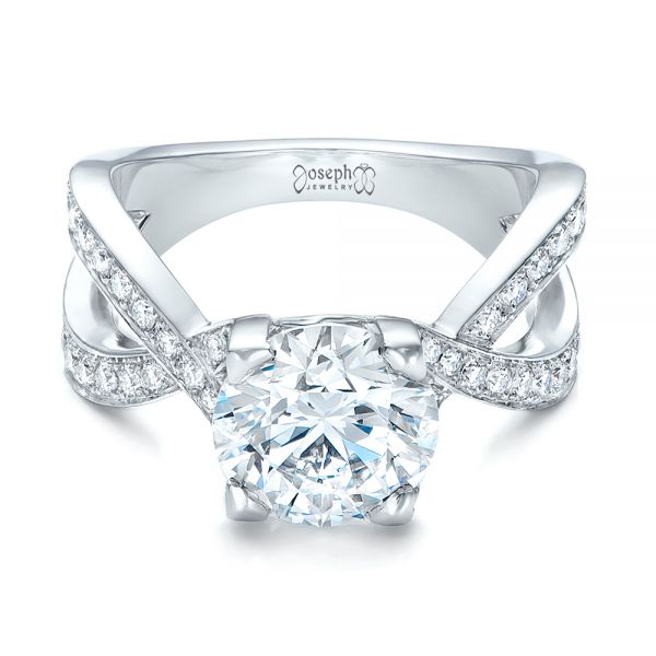18k White Gold 18k White Gold Custom Diamond Engagement Ring - Flat View -  102065