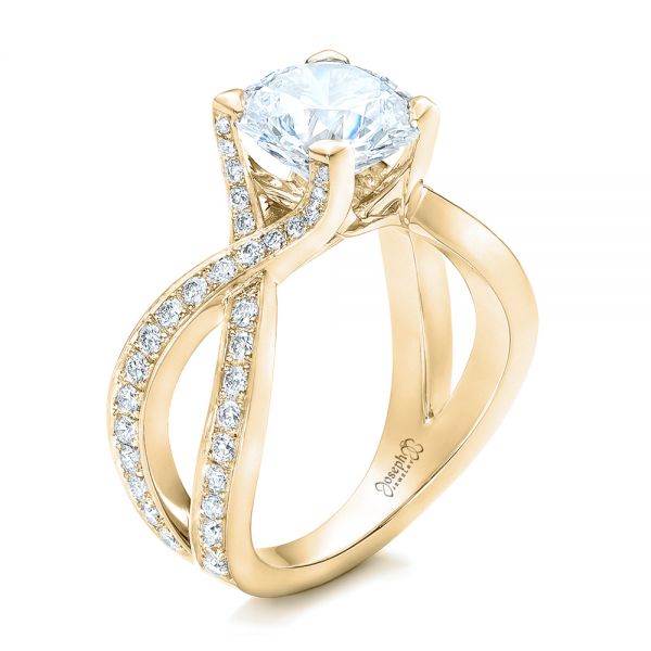 18k Yellow Gold 18k Yellow Gold Custom Diamond Engagement Ring - Three-Quarter View -  102065