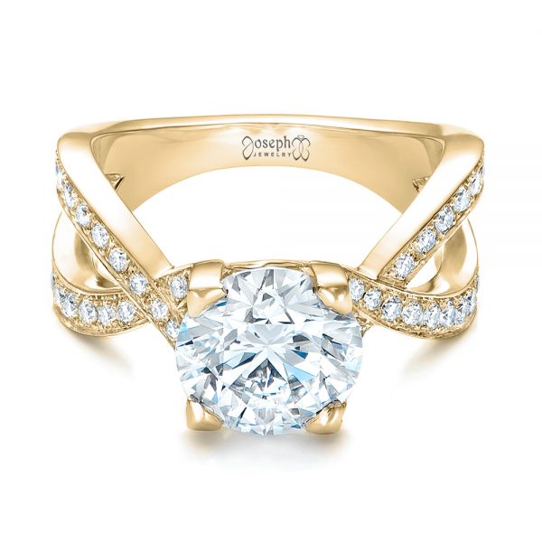 18k Yellow Gold 18k Yellow Gold Custom Diamond Engagement Ring - Flat View -  102065