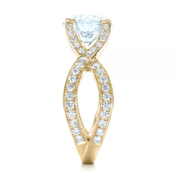 18k Yellow Gold 18k Yellow Gold Custom Diamond Engagement Ring - Side View -  102065
