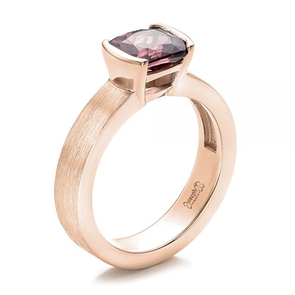 18k Rose Gold 18k Rose Gold Custom Sapphire Engagment Ring - Three-Quarter View -  100805