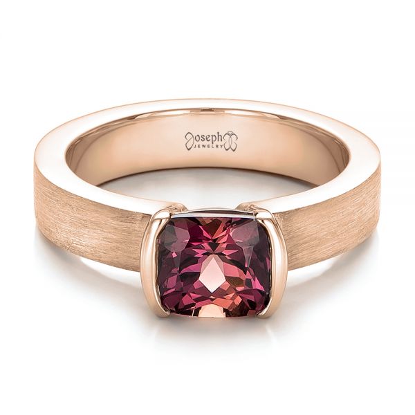 18k Rose Gold 18k Rose Gold Custom Sapphire Engagment Ring - Flat View -  100805