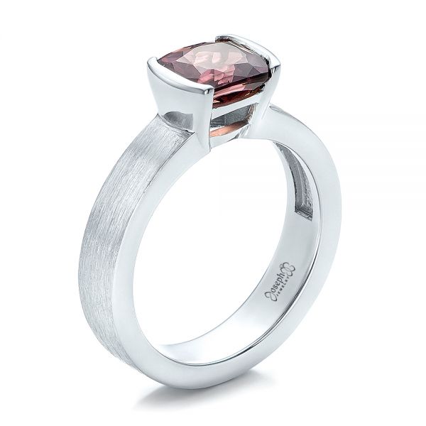  Platinum Custom Sapphire Engagment Ring - Three-Quarter View -  100805