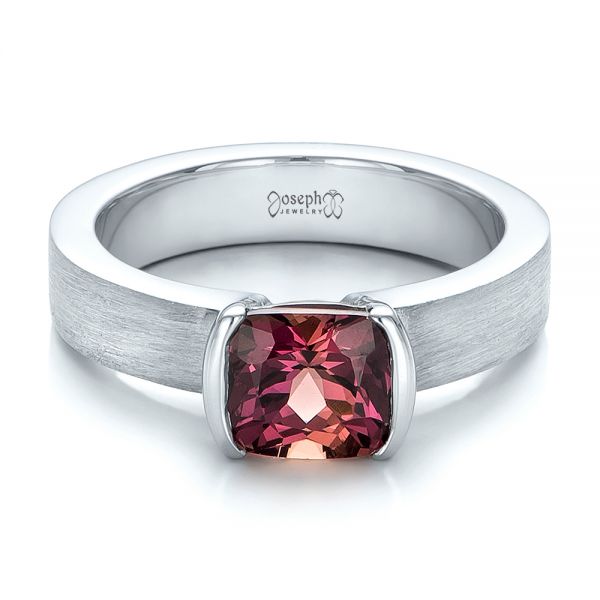 Platinum Custom Sapphire Engagment Ring - Flat View - 100805