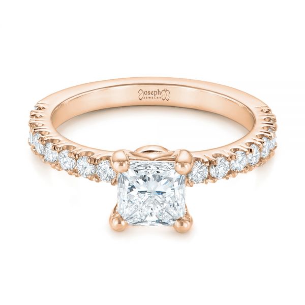 14k Rose Gold 14k Rose Gold Custom Princess Cut Diamond Classic Engagement Ring - Flat View - 104251