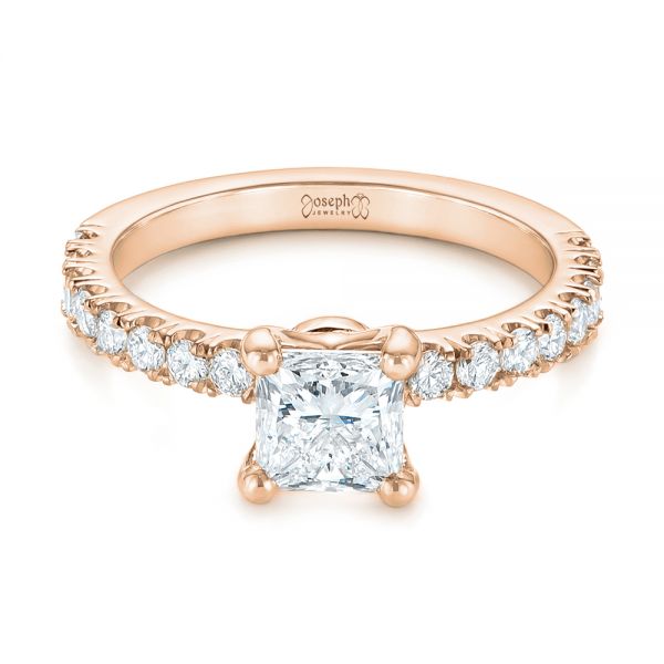 14k Rose Gold 14k Rose Gold Custom Princess Cut Diamond Classic Engagement Ring - Flat View -  104251