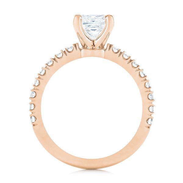 14k Rose Gold 14k Rose Gold Custom Princess Cut Diamond Classic Engagement Ring - Front View -  104251