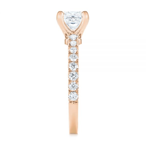 18k Rose Gold 18k Rose Gold Custom Princess Cut Diamond Classic Engagement Ring - Side View -  104251