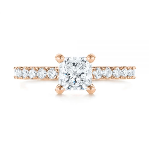 14k Rose Gold 14k Rose Gold Custom Princess Cut Diamond Classic Engagement Ring - Top View - 104251