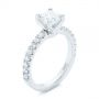 14k White Gold 14k White Gold Custom Princess Cut Diamond Classic Engagement Ring - Three-Quarter View -  104251 - Thumbnail