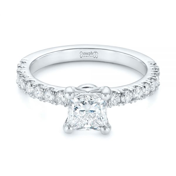 14k White Gold 14k White Gold Custom Princess Cut Diamond Classic Engagement Ring - Flat View -  104251