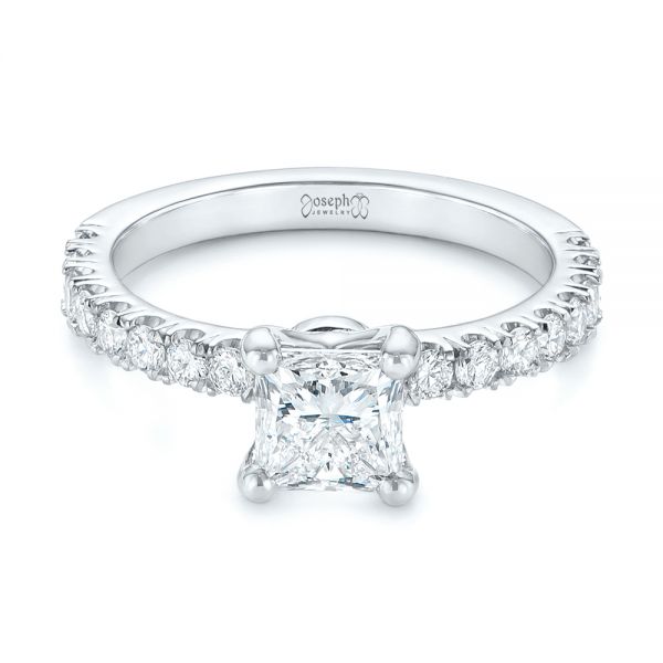 Platinum Custom Princess Cut Diamond Classic Engagement Ring - Flat View - 104251