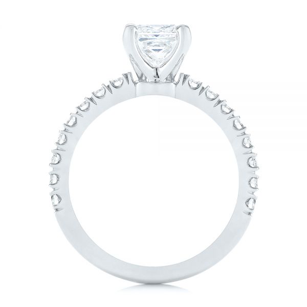 18k White Gold 18k White Gold Custom Princess Cut Diamond Classic Engagement Ring - Front View -  104251