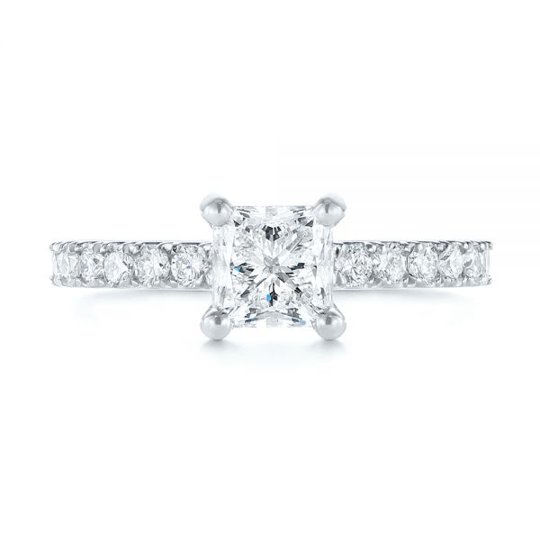 18k White Gold 18k White Gold Custom Princess Cut Diamond Classic Engagement Ring - Top View -  104251