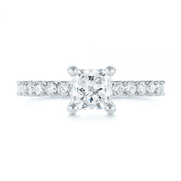 Platinum Custom Princess Cut Diamond Classic Engagement Ring - Top View - 104251
