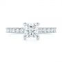 18k White Gold 18k White Gold Custom Princess Cut Diamond Classic Engagement Ring - Top View -  104251 - Thumbnail