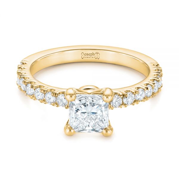 18k Yellow Gold 18k Yellow Gold Custom Princess Cut Diamond Classic Engagement Ring - Flat View -  104251