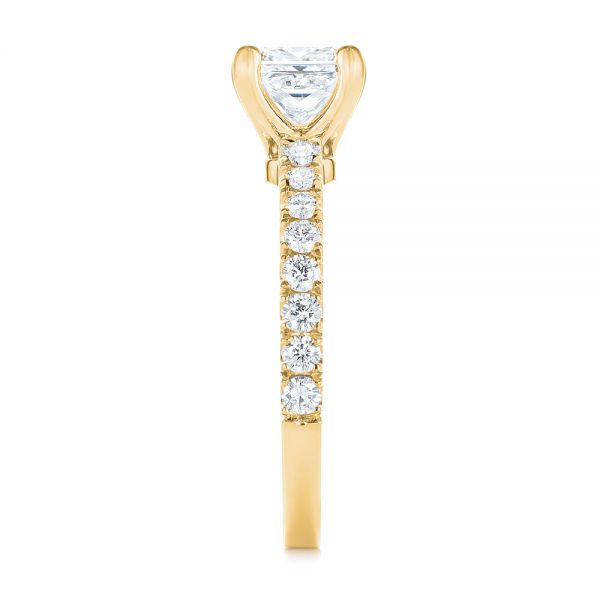 18k Yellow Gold 18k Yellow Gold Custom Princess Cut Diamond Classic Engagement Ring - Side View -  104251