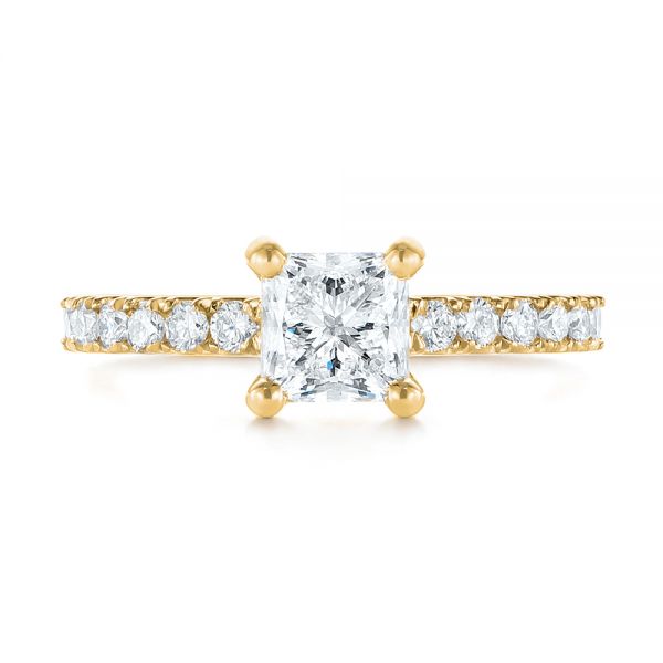18k Yellow Gold 18k Yellow Gold Custom Princess Cut Diamond Classic Engagement Ring - Top View -  104251