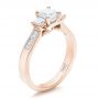 18k Rose Gold 18k Rose Gold Custom Princess Cut Diamond Engagement Ring - Three-Quarter View -  100632 - Thumbnail