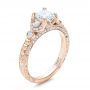 14k Rose Gold 14k Rose Gold Custom Princess Cut Diamond Engagement Ring - Three-Quarter View -  100778 - Thumbnail