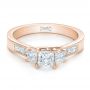 18k Rose Gold 18k Rose Gold Custom Princess Cut Diamond Engagement Ring - Flat View -  100632 - Thumbnail