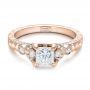 14k Rose Gold 14k Rose Gold Custom Princess Cut Diamond Engagement Ring - Flat View -  100778 - Thumbnail