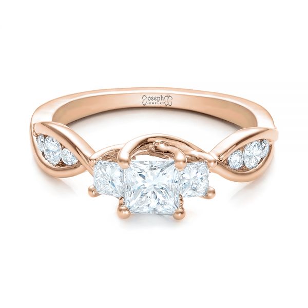14k Rose Gold 14k Rose Gold Custom Princess Cut Diamond Engagement Ring - Flat View - 101223