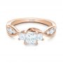 18k Rose Gold 18k Rose Gold Custom Princess Cut Diamond Engagement Ring - Flat View -  101223 - Thumbnail