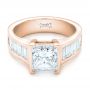 18k Rose Gold 18k Rose Gold Custom Princess Cut Diamond Engagement Ring - Flat View -  102536 - Thumbnail