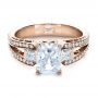 18k Rose Gold 18k Rose Gold Custom Princess Cut Diamond Engagement Ring - Flat View -  1208 - Thumbnail