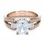 14k Rose Gold 14k Rose Gold Custom Princess Cut Diamond Engagement Ring - Flat View -  1208 - Thumbnail
