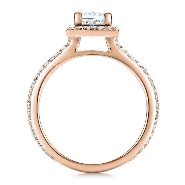 14k Rose Gold 14k Rose Gold Custom Princess Cut Diamond Engagement Ring - Front View -  100250