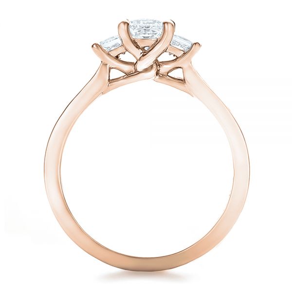 14k Rose Gold 14k Rose Gold Custom Princess Cut Diamond Engagement Ring - Front View -  100632