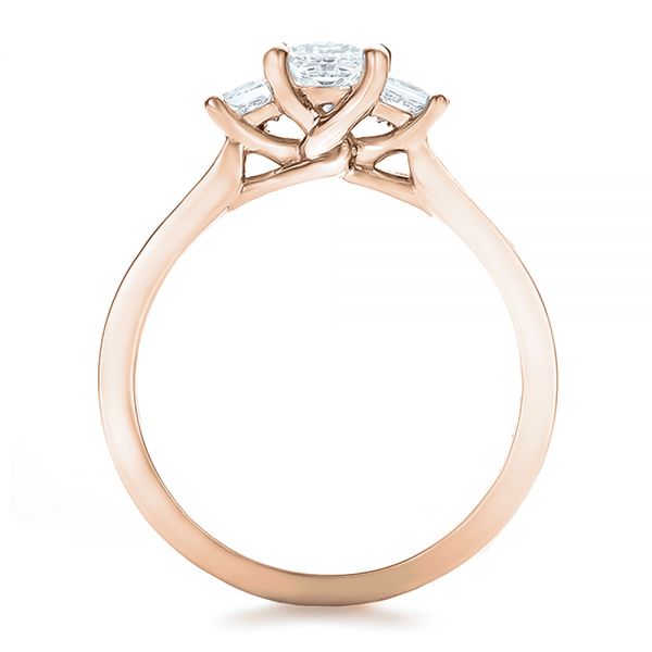 18k Rose Gold 18k Rose Gold Custom Princess Cut Diamond Engagement Ring - Front View - 100632