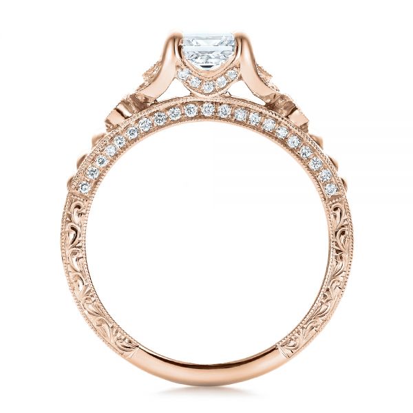 14k Rose Gold 14k Rose Gold Custom Princess Cut Diamond Engagement Ring - Front View -  100778