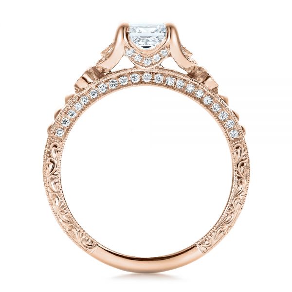 14k Rose Gold 14k Rose Gold Custom Princess Cut Diamond Engagement Ring - Front View - 100778