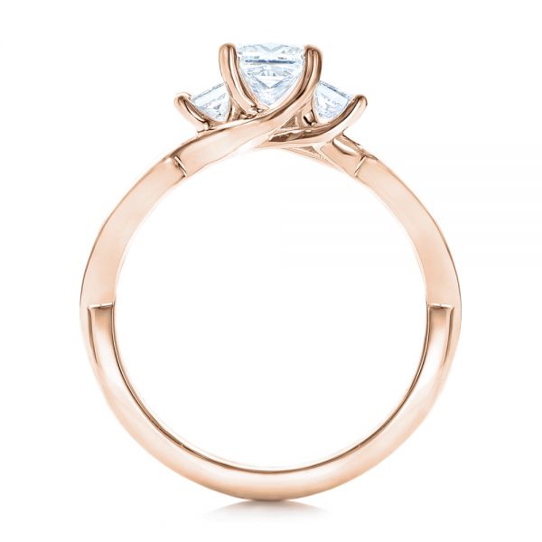 18k Rose Gold 18k Rose Gold Custom Princess Cut Diamond Engagement Ring - Front View -  101223