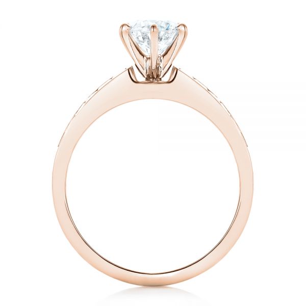 18k Rose Gold 18k Rose Gold Custom Princess Cut Diamond Engagement Ring - Front View -  102399