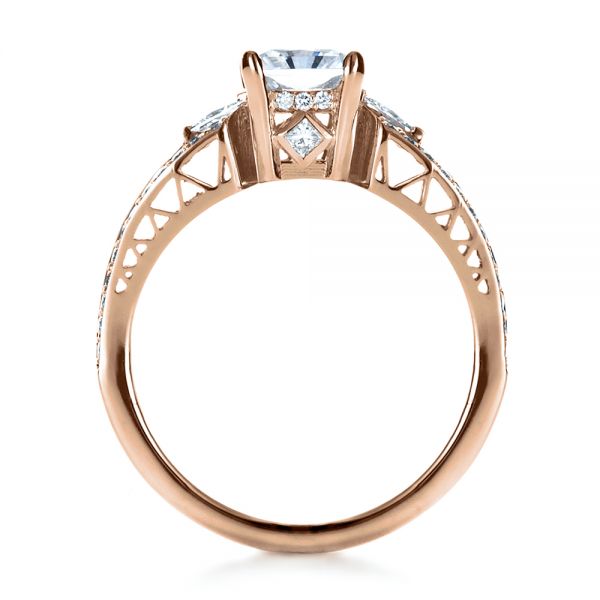 18k Rose Gold 18k Rose Gold Custom Princess Cut Diamond Engagement Ring - Front View -  1208