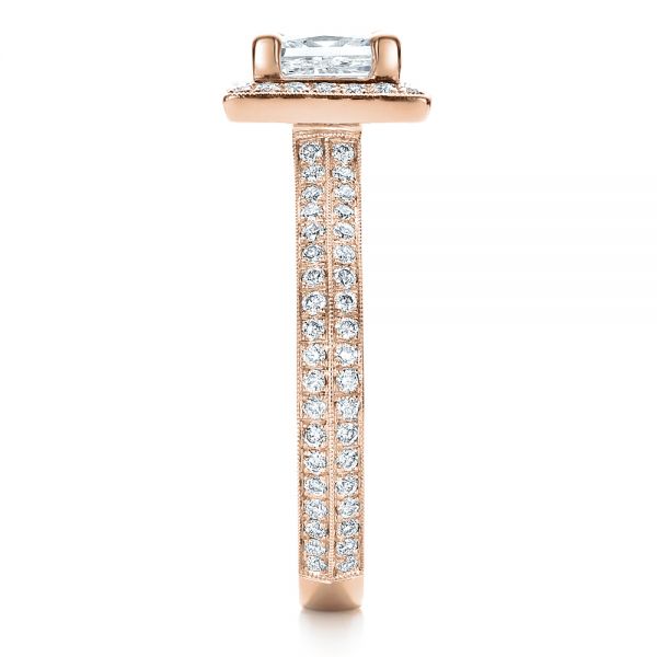 14k Rose Gold 14k Rose Gold Custom Princess Cut Diamond Engagement Ring - Side View -  100250