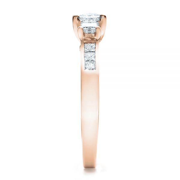14k Rose Gold 14k Rose Gold Custom Princess Cut Diamond Engagement Ring - Side View -  100632