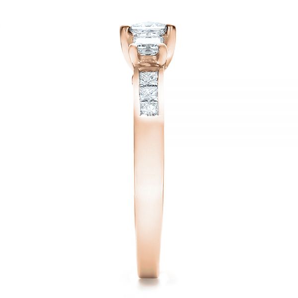 18k Rose Gold 18k Rose Gold Custom Princess Cut Diamond Engagement Ring - Side View - 100632