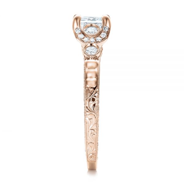 18k Rose Gold 18k Rose Gold Custom Princess Cut Diamond Engagement Ring - Side View -  100778