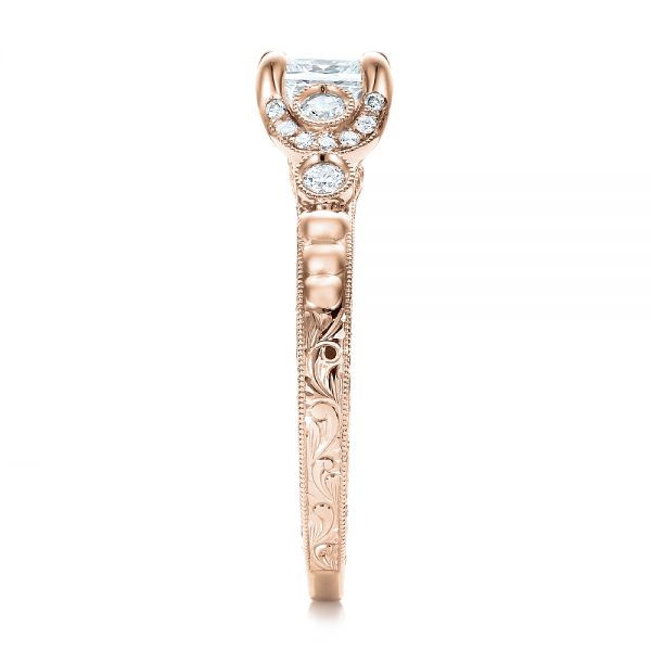 14k Rose Gold 14k Rose Gold Custom Princess Cut Diamond Engagement Ring - Side View - 100778