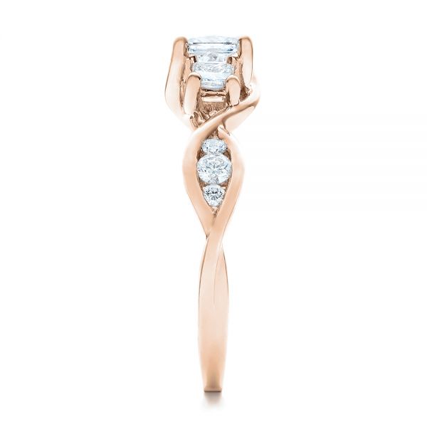 14k Rose Gold 14k Rose Gold Custom Princess Cut Diamond Engagement Ring - Side View -  101223