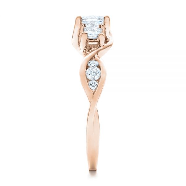 14k Rose Gold 14k Rose Gold Custom Princess Cut Diamond Engagement Ring - Side View - 101223